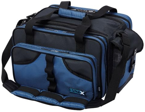 DAM STEELPOWER Blue - Pilk- und Ködertasche, 18 PVC Röhren, 2 Boxen, viele Fächer, Schultergurt, wasserfester Anti-Rutschboden, 50x35x30cm