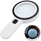 Magnifying Glass with Light, 30X Handheld Large Magnifying Glass 12 LED Illuminated Lighted Magnifier for Macular Degeneration, Seniors Reading, Soldering, Inspection, Coins, Jewelry, Exploring