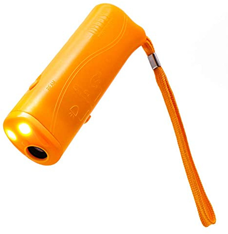 OYEFLY Handheld Dog Repellent Trainer, 3 in 1 Anti Barking Device with LED Flashlight, Ultrasonic Dog Deterrent and Bark Stopper Dog Trainer Devices - Training Tool/Stop Barking (Yellow)