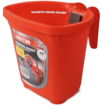 Dekton Painters Buddy – fasst bis zu 1 Liter Farbe, magnetischer Halter hält Pinsel frei von Farbe, Griff im Krug-Stil hat einen verstärkten Rücken mit weicher Außenseite für Stabilität, reduziert