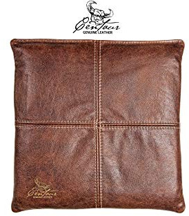 Centaur - Hochwertiges Leder Sitzkissen - Nussbraun 35x35 cm - Ideal für Stuhl oder Sitzbank - Abwaschbare Echtleder Stuhlkissen - Pflegeleichte Sitzauflage