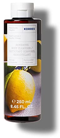 KORRES Basil Lemon Gel doccia rivitalizzante, con aloe vera attiva, con un delizioso profumo di basilico fresco e un frizzante accordo di agrumi, vegano, privo di silicone e parabeni, 250 ml