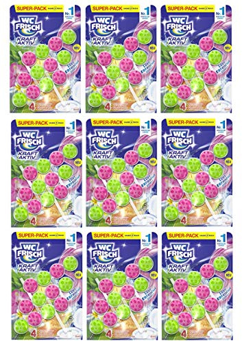 WC-Frisch Kraft Aktiv Duftspüler Urlaubsträume Hawaii, WC-Reiniger, 9er Pack (9x 150 g) mit Lufterfrischer Effekt für einen intensiven Duft