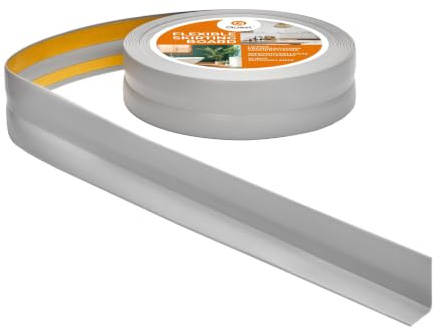 Quest Weichsockelleiste PVC 32x23 mm selbstklebend - Grau, 5 m | Flexible Knickleiste & Abschlussleiste, für Küche, Bad & Wohnraum, Montage ohne Bohren, schmutzabweisend