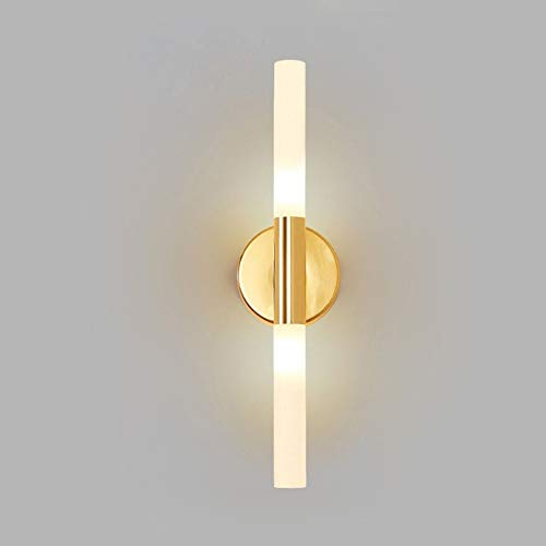 DROMEZ LED Wandleuchte Innen Gold, 2 Flammige Wandlampe Innen Moderne mit Glas Lampenschirm, Warmweiß 3000K Spiegelleuchte Bad Wandbeleuchtung aus Metall, Treppenhaus Flurlampe, 2 * G9, 800LM