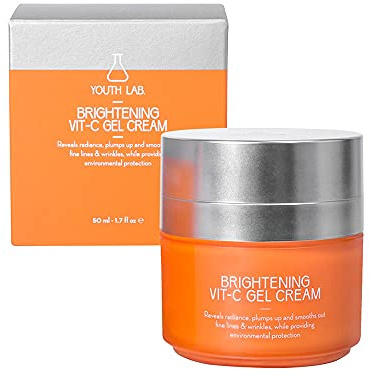 Youth Lab. Crema viso idratante. Vita C Gel Cream. Formato gel. Con vitamina C. Illumina e ammorbidisce la pelle danneggiata da fattori ambientali. Contenuto 50 ml.