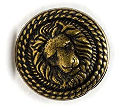 5pcs Vintage Lion Pattern Shank Metal Button Round for Sewing Clothing Suits Blazer Jacket Uniform Handwork (Dark Gold, 18mm)