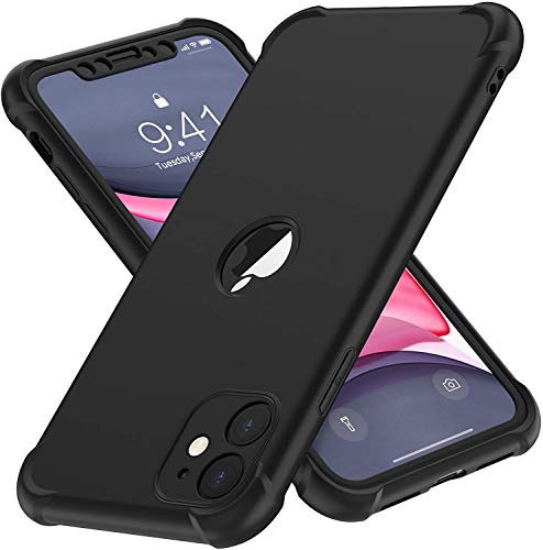 ORETECH für iPhone 11 Hülle Silikon mit Schutzfolie,Schwarz | Militärschutz Stoßfest Kratzfest Handyhülle für iPhone 11, Vollständiger Kameraschutz, Vorne und Hinten Schutz Case