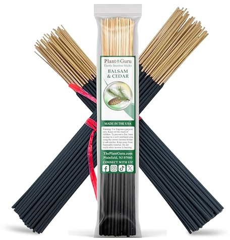 Balsam and Cedar Incense Sticks 11 - 1 Bundle 85 to 100 Sticks - Smooth and Clean Long Burn Time, 45 to 60 Minutes.