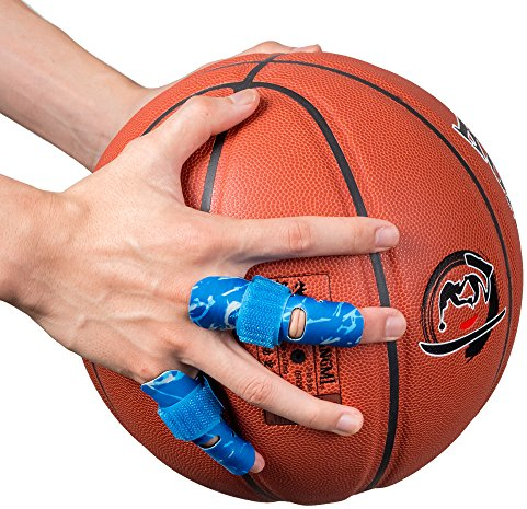 Kuangmi Finger Sleeve Support Protector Prevents Finger Injury During Sports 2 Piece (Blue, S/M)