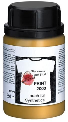 PAINT IT EASY NEU Siebdruckfarbe DEKAPRINT 2000 Metallic, 250 ml, Metallic-Gold