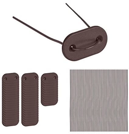 Relaxdays Sichtschutz Befestigung, je 52 Befestigungsdrähte & Plättchen, Befestigungskit für Sichtschutzmatten, braun