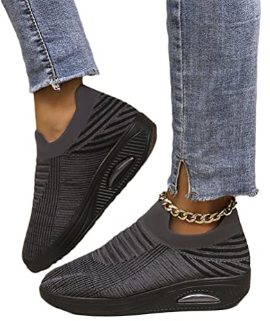 shownicer Basket Femme D'été Baskets À Enfiler en Mesh Sneaker Chaussures Orthopédiques Légères Chaussures De Course Marche À Plateforme Souple Casual Sneakers