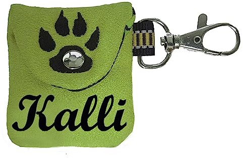 Tasche Steuermarke Hundemarke Namensschild Anhänger Hunde Name WUNSCHNAME Wildleder Imitat Hundehalsband Täschchen Telefonnummer (Wildleder Imitat apfelgrün)