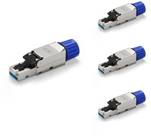 VCELINK RJ45 Stecker Werkzeuglos für Verlegekabel CAT8 CAT7 | geschirmt, PoE-kompatibel, 40 Gbit/s, 2000MHz, Metalllasche, geeignet für Heimnetzwerk & Büro, 4 Stück