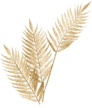 PARTYLOSOPHY 3 Unidades - Hoja Artificial Palmera Glitter Oro Decoración - Medida 92 cm, Hoja Artificial Palmera Dorada, para arreglos Florales, decoración del hogar.