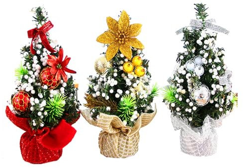 árbol de Navidad pequeño de 20 cm, pequeño árbol de Navidad, para decoración de Navidad ideal para escritorios de oficina, mesas de comedor, mostradores de recepción, tiendas y hoteles(3 unidades)