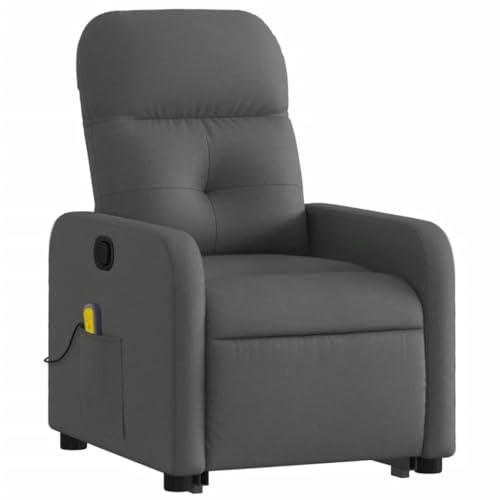 vidaXL Massagesessel, Sessel mit Aufstehhilfe, Relaxsessel mit Liegefunktion Vibrationsfunktion, Fernsehsessel Liegesessel Aufstehsessel, Dunkelgrau Stoff