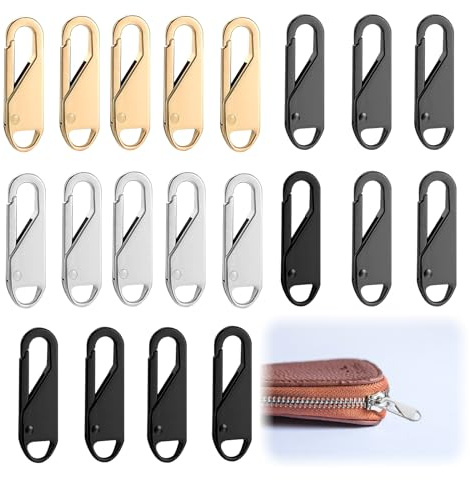 GUOYOU 24 Stücke Reißverschluss Zipper,Reißverschluss Zieher Zipper Reißverschluss Reparatur Set Metall Ersatz Abnehmbar Reissverschluss Reparatur Haken,für Koffer Geldbörse Stiefel Jeans