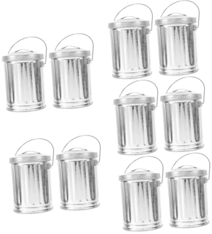 Cabilock 10 Piezas Basura Papelera De Salón Papelera De Mesa Mini Papelera De Metal Contenedor De Papel Usado Titular De La Pluma Papelera Para Oficina Papelera Para Escritorio Hojalata