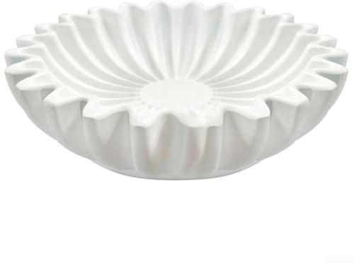 Eawfgtuw Stylish Key Bowl for Kitchen, Contemporary White Groove Design, Modern Home Decor