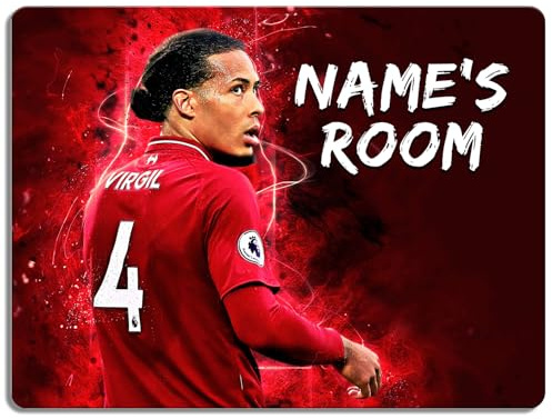 Personalised Van Dijk Bedroom Door Sign Football Legend Room Name Plaque Children's Boys Liverpool Football Player Kids Birthday Gift NLD14