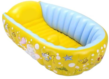 Baignoire Gonflable pour Bébé à Motifs Dessinés, Pvc Jaune | Format Portable, Usage Bain et Jeu, Design Cartoon, pour Garçon et Filles et Nourrissons