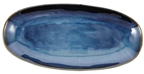 Ciieeo Ceramic Sushi Plate and Fish Tray Large Blue Porcelain Serving Plate for Home Restaurant Hotel Food and Snack Serving