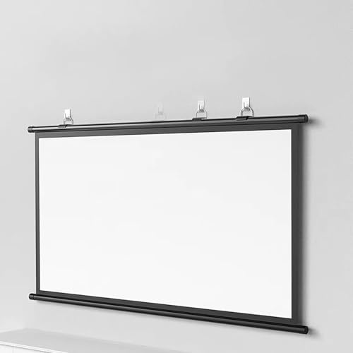 16:9 Beamer Leinwand Rolloleinwand, Heimkino mit 4K Full HD 3D, Tragbare Faltbar Anti-Falten Projektionsleinwand Filmleinwand for Heimkino und Präsentation Weiß, 30/40/50/60/72zoll(White plastic,60)