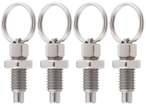 EMSea Lot de 4 Pistons à Ressort avec Anneau de Traction M8 à Dégagement Rapide en Acier Inoxydable Type Non Verrouillable Piston à Ressort Rétractable à La Main pour équipement Industriel