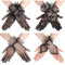 LLOUSSAK Spitzen Handschuhe, 4 Paar Netzhandschuhe Spitzen Schwarze kurze Damen Handschuhe mit Schleife für Hochzeitsessen 1980 Party Kostüme Maskerade Zubehör