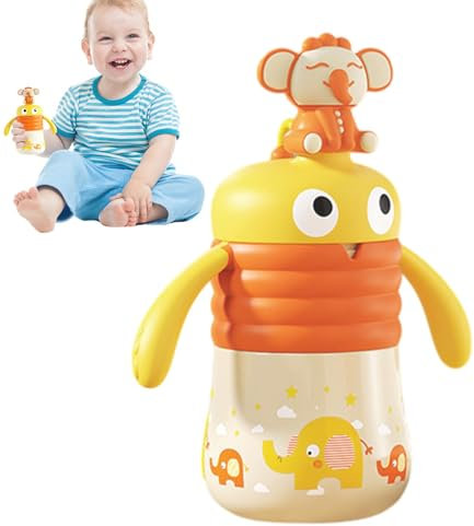 Taza térmica para niños - Taza infantil, bonita taza con pajita aislada para niños | Botella de agua aislada al vacío de acero inoxidable para niños, lindo vaso de paja de animales para el