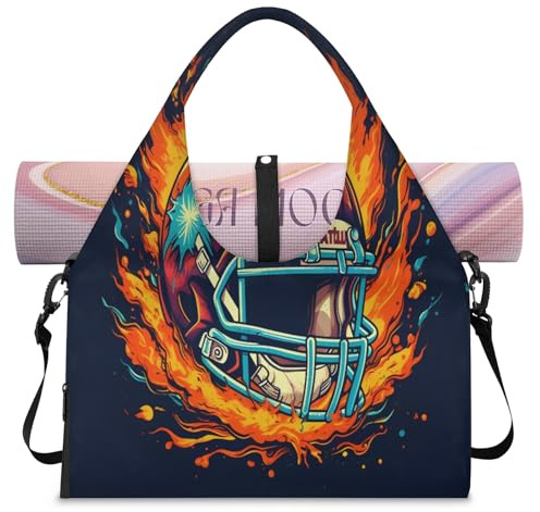 Creativity - Bolsa deportiva para casco de fútbol americano para mujeres y hombres, bolsa de fin de semana con compartimento para zapatos, bolsa de hombro para yoga, gimnasio, viajes, color, L,