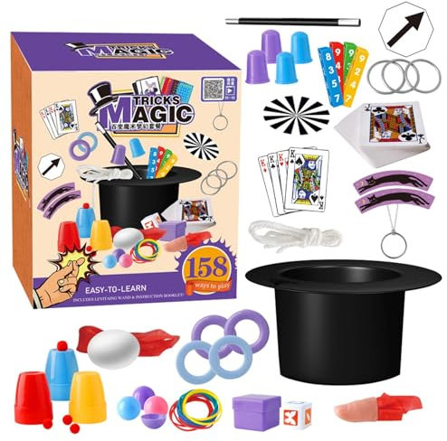 Generisch Magic Set for Kids, 9.45x6.3x10.71 Inches Magic Kit with Instruction Book, Colorful Fun Toddler Magics Tricks and Card Toys for Ages 6-12, Girls and Boys