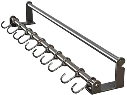 Cammeciso KüChenleiste Mit Haken,Hakenleiste KüChe Ohne Bohren,KüChenreling,Mit Haken,Platzsparende,Wasserdicht,FüR KüChenutensilien,Kochgeschirr,Messerhalter