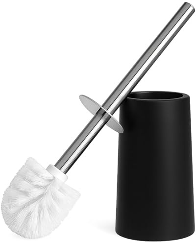 Toilet Brush | Modern Loo Brush set with elegant design | Toilet Brushes & holders with Stainless Steel handle | Compact and efficient Toilet Brush set (1 Unit Black)