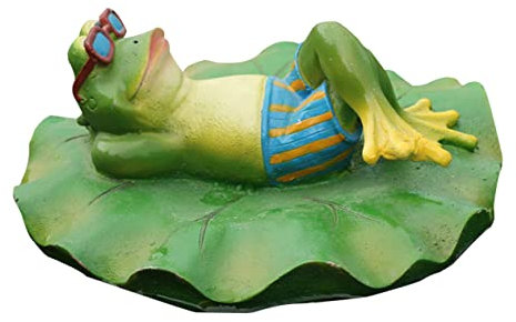 FUNOMOCYA Schwimmende Teichdeko Frosch Aus Harz Frosch-dekor Für Gartenteich Springbrunnen Aquarium Schwimmbad Lotusblatt-Form Leicht Wasser Schwimmend Umweltfreundlich Geruchsneutral