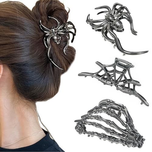 FloralGrace 3 Unidades de Pinzas Grandes de Tela metálica para el Cabello de Mujeres y niñas con Cabello Grueso y Largo, Accesorio de Estilo de Cabello no resbaladizo