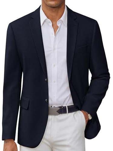 COOFANDY - Blazer da uomo, stile casual, slim fit, due bottoni, leggero, per sport e business, Blu navy, 60