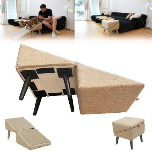 Escaleras plegables para perros y rampas para mascotas, escalones antideslizantes y estables para uso en exteriores, se dobla como sofá o taburete