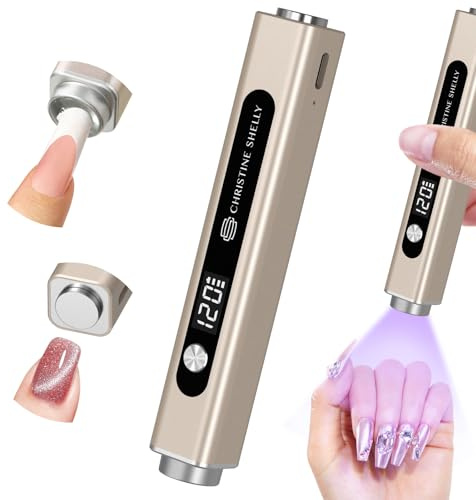 UV Lamps for Gel Nails, CHRISTINE SHELLY Handheld 3 In 1 LED Nail Light Cat Eye Magnet Flash Cure Lamp Nail Stamp LCD Display Rechargeable Nail Dryer with 3 Timers for Gel Polish Home DIY
