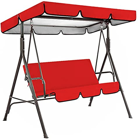 Balançoire Hollywood imperméable pour l'extérieur, tissu Oxford 210D, rouge, 2/3 places, idéale pour terrasse, jardin, dimensions 190 x 132 x 15 cm