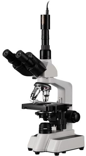 Bresser Trinokulares Mikroskop 40-1000x mit Full HD Mikroskopkamera, dimmbare LED-Beleuchtung, ideales Set für Schule und Hobby