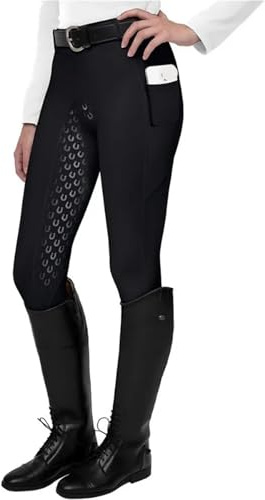 RUWLFE Ridsport byxor halkskydd silikon ridbyxa stretch ridbyxor vuxen ridning daglig träning för kvinnor, Svart, L
