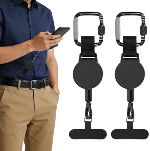Zouwel 2PCS Cordon Sécurité Téléphone Rétractable Anti-Chute | Antivol, Randonnée et Cyclisme, Escalade et Ski, Attache Portable, Course à Pied