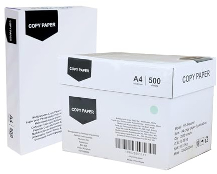 Premium Multi-Purpose A4 Printer Paper, 75 GSM, 5 Reams (2500 Sheets) – High Brightness for Laser & Inkjet