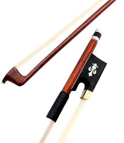 Geigenbogen 1 Stücke Brasilianische Holz Kohlefaser Rundstab Violine/Viola Bogen 4/4 Silber/Kupfer Montiert Rosshaar(Type 3)