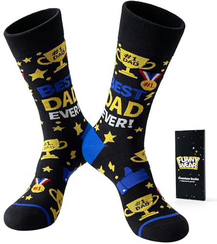 BISOUSOX Chaussettes Fantaisie Homme Cadeau Chaussette Fête des Pères Coton Bout Sans Couture Chaussettes pour Grandpère Papa Best Dad Ever Cadeau D'anniversaire pour Homme