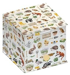 Garden Days Memo Cube With Handmade Drawer, Decorative Memo Block Desk Organiser, Notepad, 400 Sheets Plain Square Paper, Tidy Cube For Storage, 11cm x 11cm, Practical & Re-usable