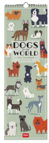 Legami - Calendrier 2027 Mural, Dogs, 12 Mois, 16 x 49 cm